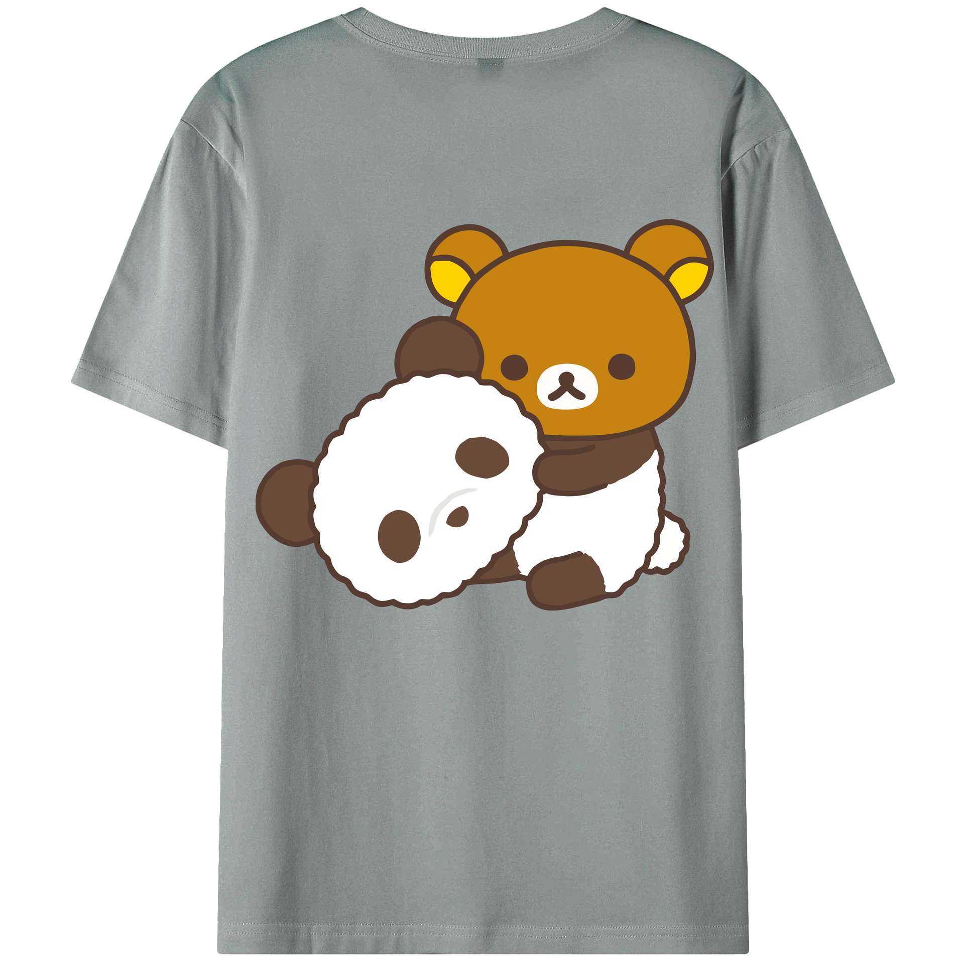 （画像用） リラックマ リラックマ キイロイトリ Rilakkuma Korilakkuma Kiiroitori 綿100％ メンズ半袖Tシャツ（バックプリント） 通気性